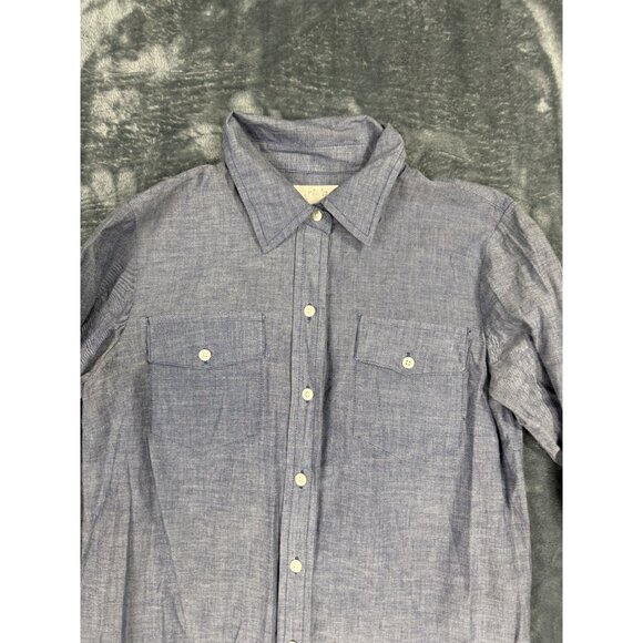 Izod Womens Small Blue Button-Up Shirt With Roll Tab Sleeves - Picture 4 of 8